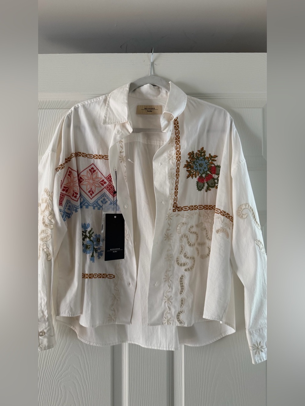 Max mara White Embroidered Floral Shirt